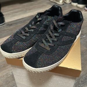 Women’s Tretorn Camden Glitter Knit and Black Suede Sneakers
